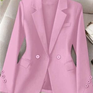 Ladies Casual Solid Color Double Breasted Blazers